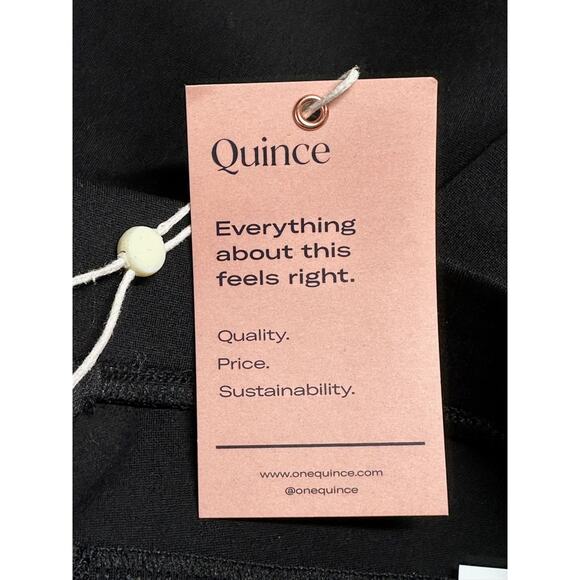 Quince Pants Womens Medium Petite Black Ultra Stretch Ponte Straight Minimalist - Picture 4 of 9